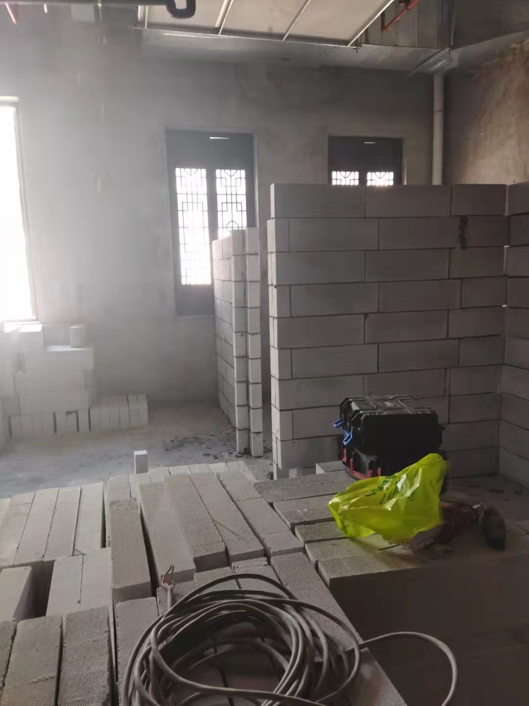 加气块隔墙砌筑效果